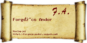 Forgács Andor névjegykártya